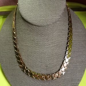 Goldtone modern style choker Necklace 17 inches long